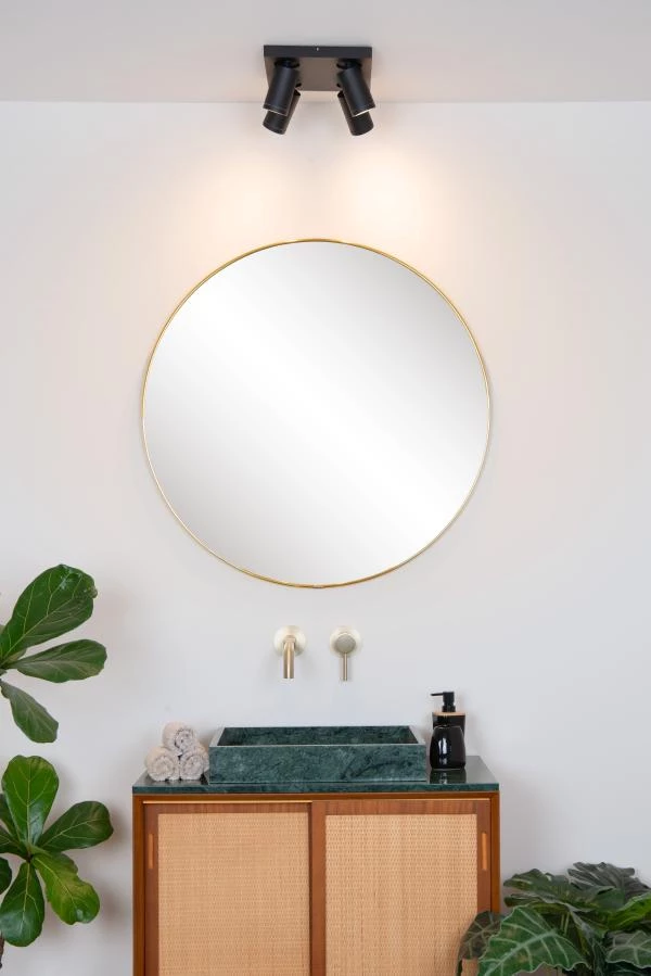 Lucide TAYLOR - Plafondspot Badkamer - LED Dim to warm - GU10 - 4x5W 2200K/3000K - IP44 - Zwart - sfeer 1